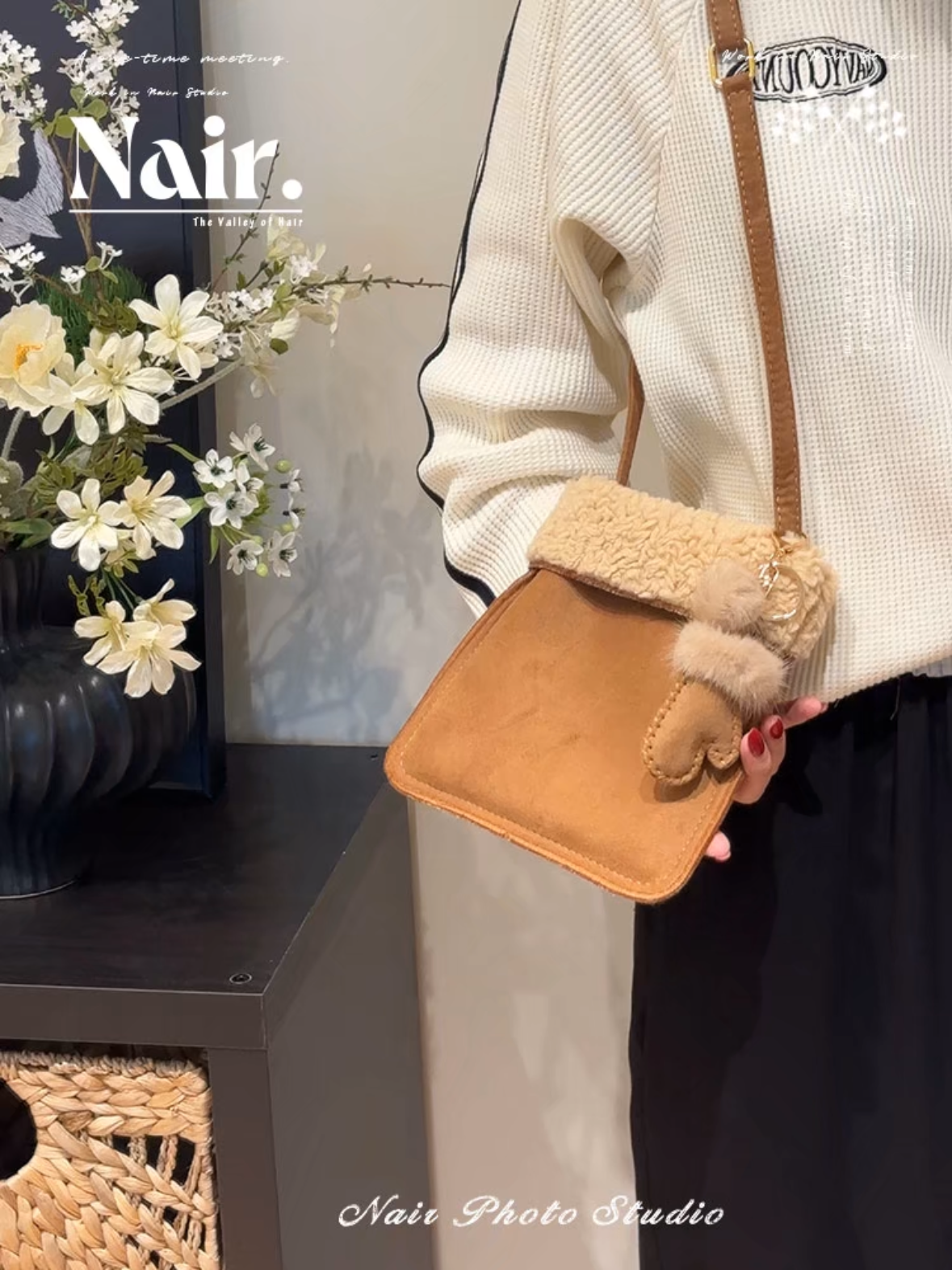 Winter Lamb wool bag Plush glove pendant bag Cutie bag