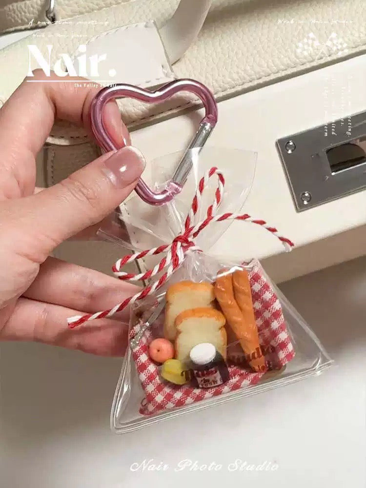 "A bag of Food" series leather pendant hanging decoration cute niche Keychain colourful bag charm