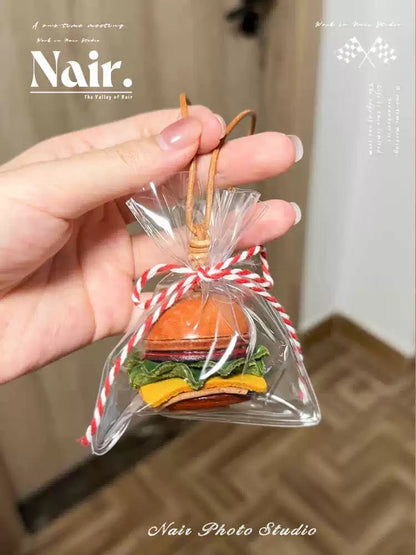 "A bag of Food" series leather pendant hanging decoration cute niche Keychain colourful bag charm