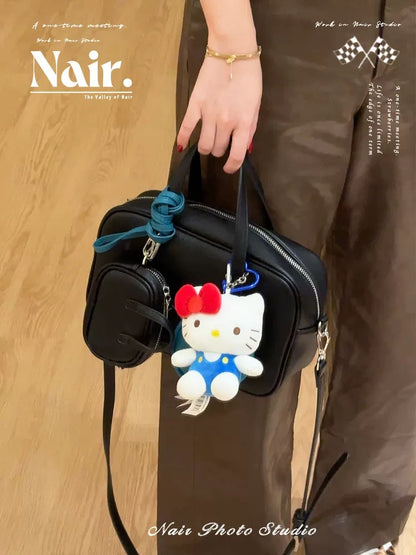 Blue and White Classic Kitty pendant Bag decorated with Hello Kitty doll hanging with cute plush doll