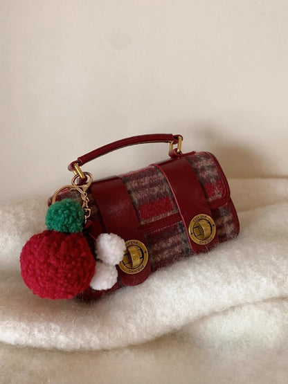 Christmas Red plaid Messenger Bag Commuter women's Handbag Carrying crossbody bag Red check Messenger Bag