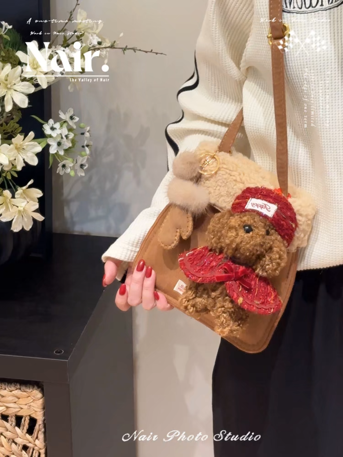 Winter Lamb wool bag Plush glove pendant bag Cutie bag