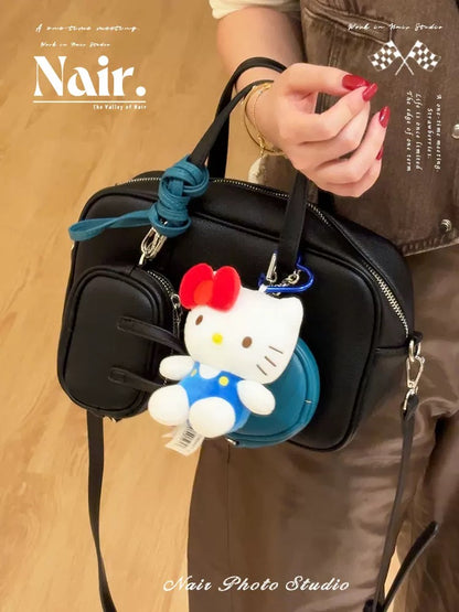 Blue and White Classic Kitty pendant Bag decorated with Hello Kitty doll hanging with cute plush doll