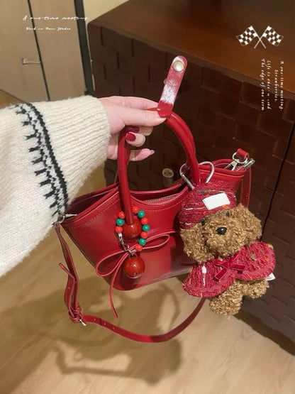 Red Christmas handbag single shoulder crossbody portable holiday handbag Women's commuting all-match niche