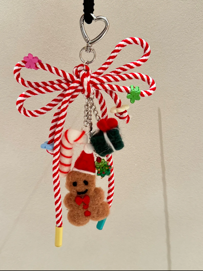 Original design Christmas knot felt gingerbread man/candy bag pendant key chain gift for girls