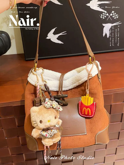 "A bag of French fries" leather pendant ambience bag pendant adorn cute cartoon creative keychain