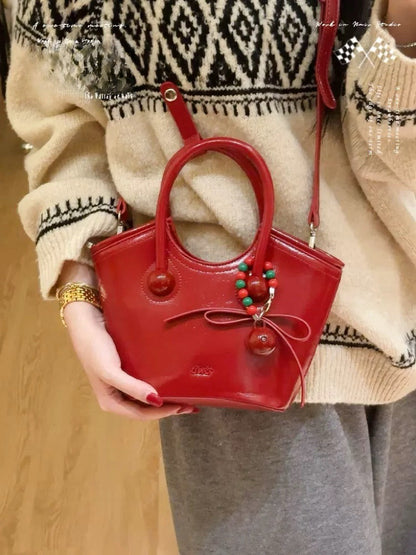 Red Christmas handbag single shoulder crossbody portable holiday handbag Women's commuting all-match niche