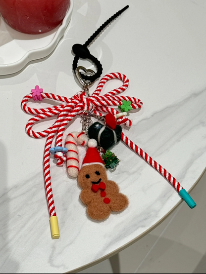 Original design Christmas knot felt gingerbread man/candy bag pendant key chain gift for girls