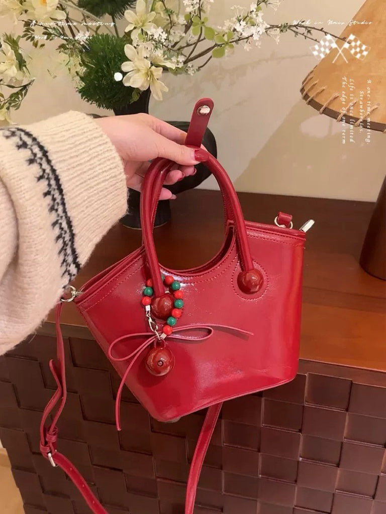 Red Christmas handbag single shoulder crossbody portable holiday handbag Women's commuting all-match niche