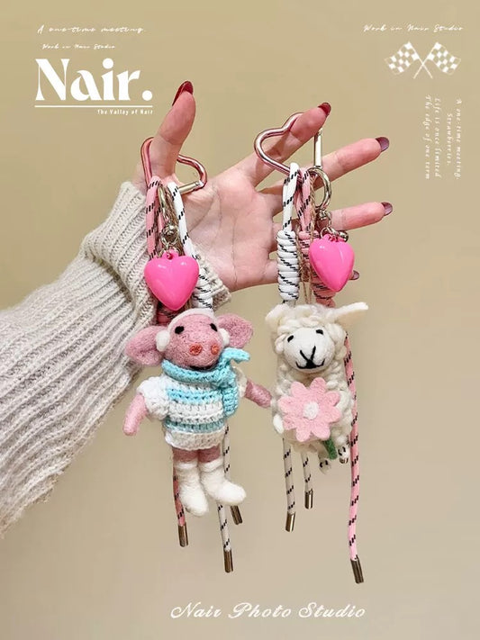 Cute animal sheep wool felt combination handmade pendant bag personalized miu style creative pendant