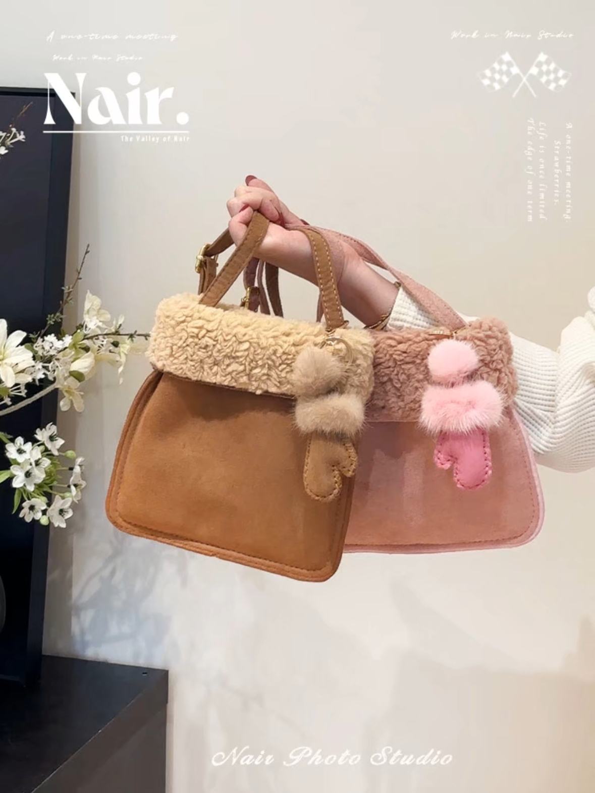 Winter Lamb wool bag Plush glove pendant bag Cutie bag