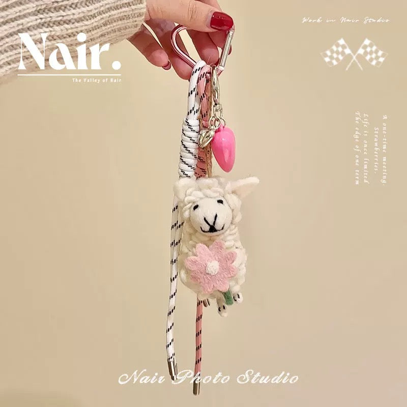 Cute animal sheep wool felt combination handmade pendant bag personalized miu style creative pendant