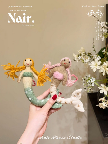 Mermaid wool felt handmade pendant bag hanging ornaments