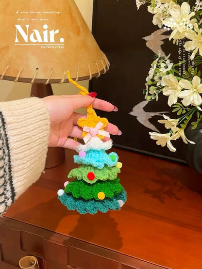 Selected!Button Pin Christmas Tree pendant Bag Hanging ornament gift cute hand-crocheted decoration