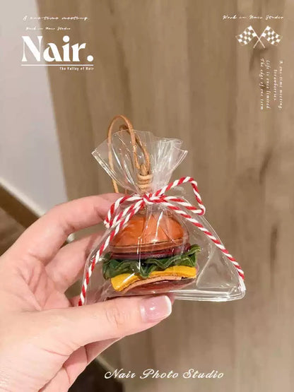 "A bag of Food" series leather pendant hanging decoration cute niche Keychain colourful bag charm