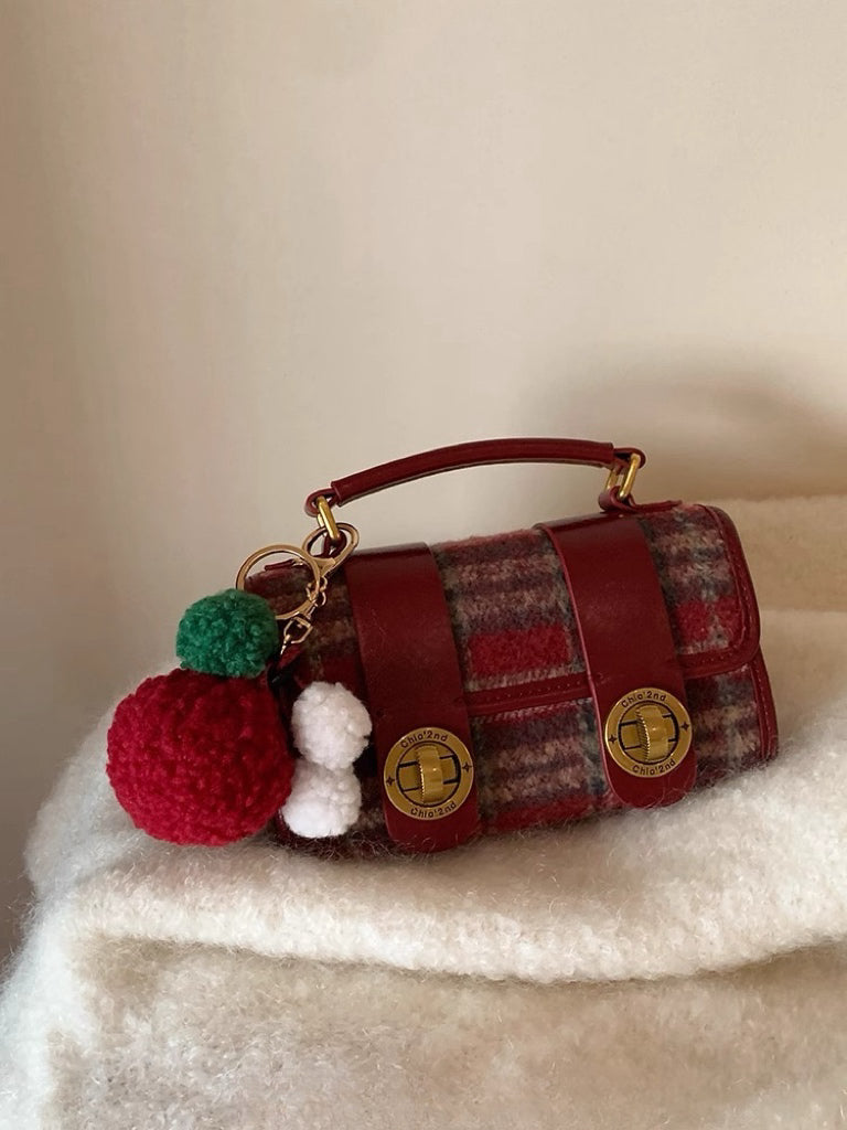 Christmas Red plaid Messenger Bag Commuter women's Handbag Carrying crossbody bag Red check Messenger Bag