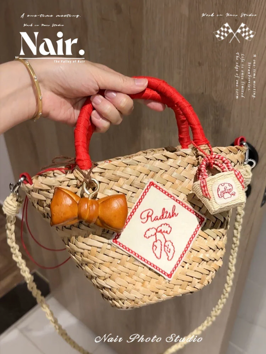 Natural basket cute minibags