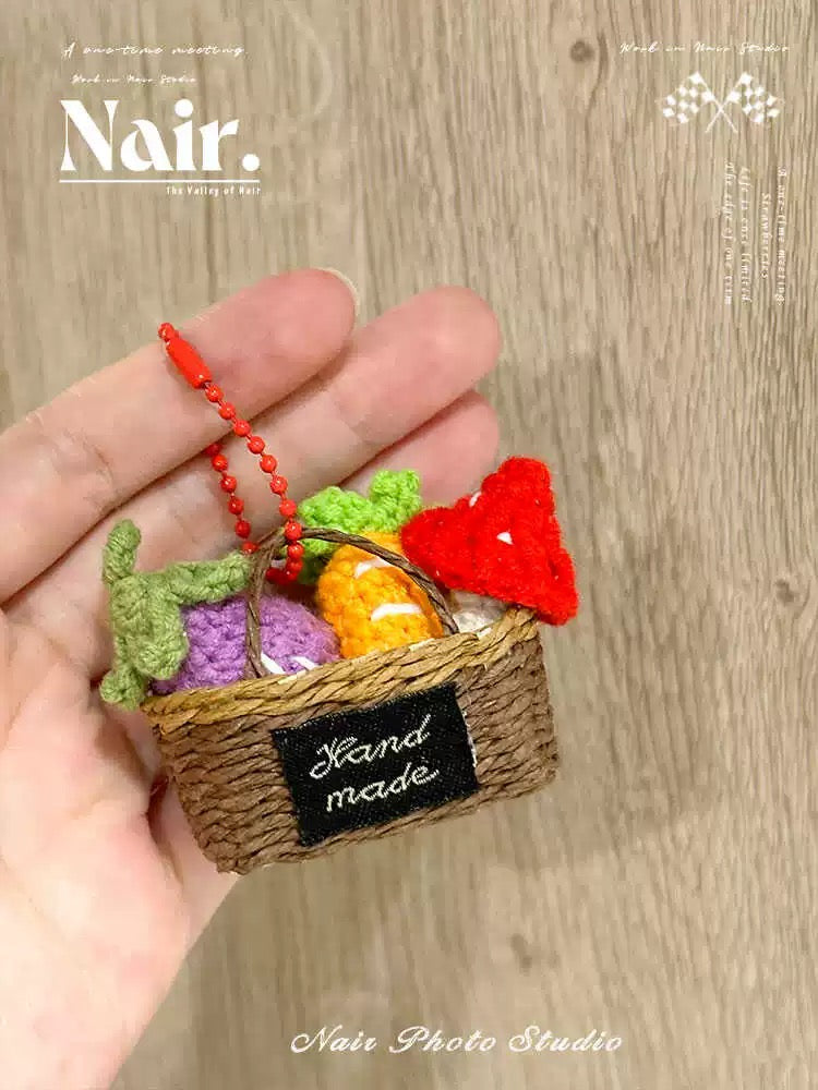 Natural basket bag charm