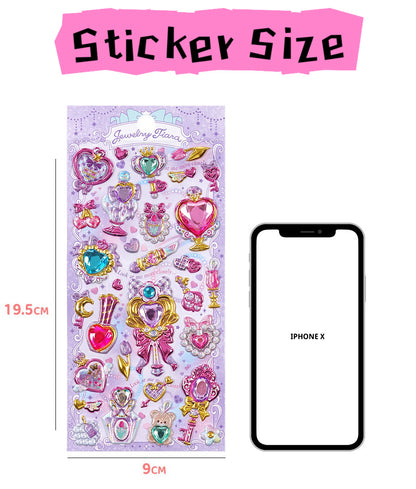 3D Flash girl series stamping with rhinestone transparent sticker/love magic sticker