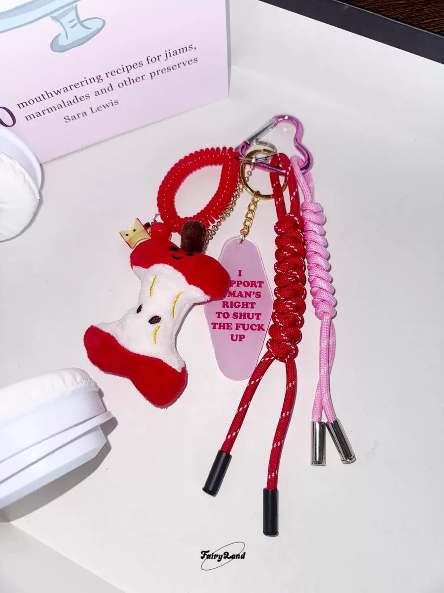 Miu Style bag pendant plush tennis bag decoration niche design Coke braided cord delivery accessory keychain