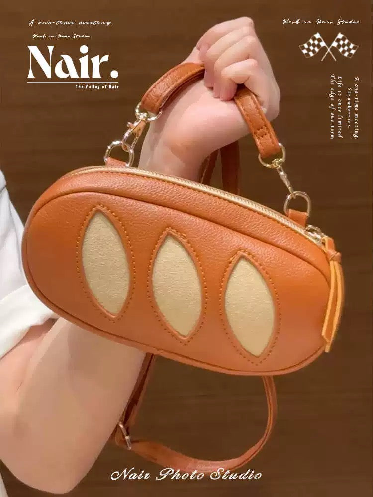 Baguette bun style bag Personality creative plush croissant pendant cute crossbody bag