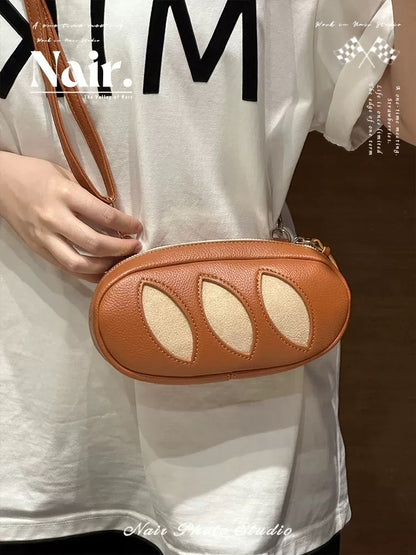 Baguette bun style bag Personality creative plush croissant pendant cute crossbody bag