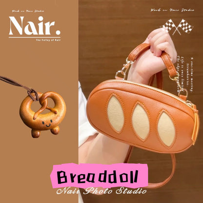 Baguette bun style bag Personality creative plush croissant pendant cute crossbody bag