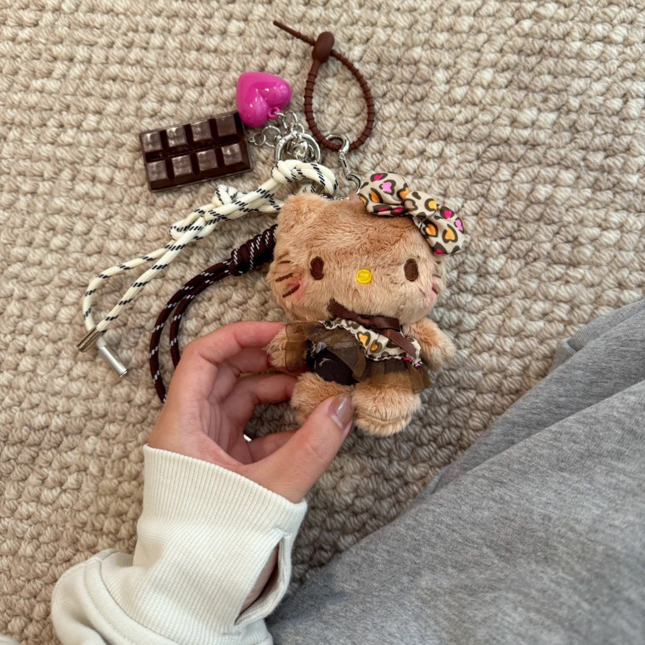 Leopard kitty extremely complex combination bag charm