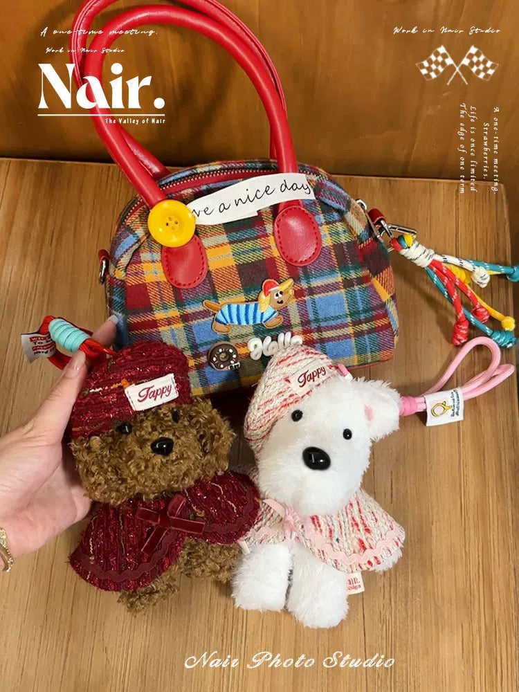 Large red tartan dachshund Bag/color plaid minibag