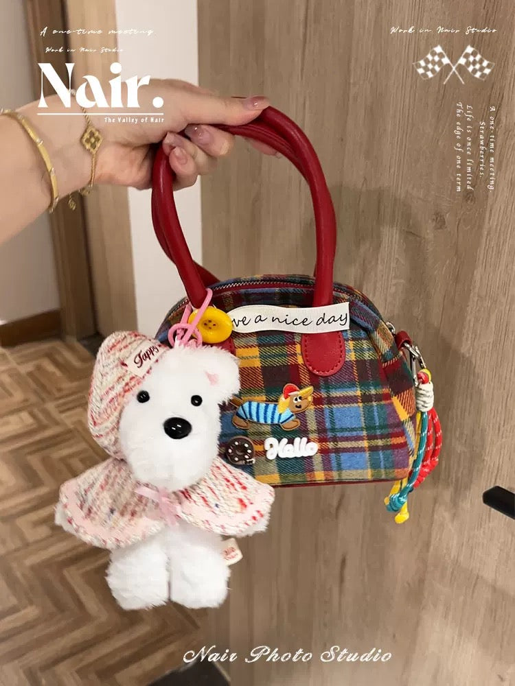 Large red tartan dachshund Bag/color plaid minibag