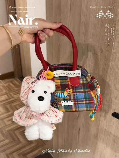 Large red tartan dachshund Bag/color plaid minibag