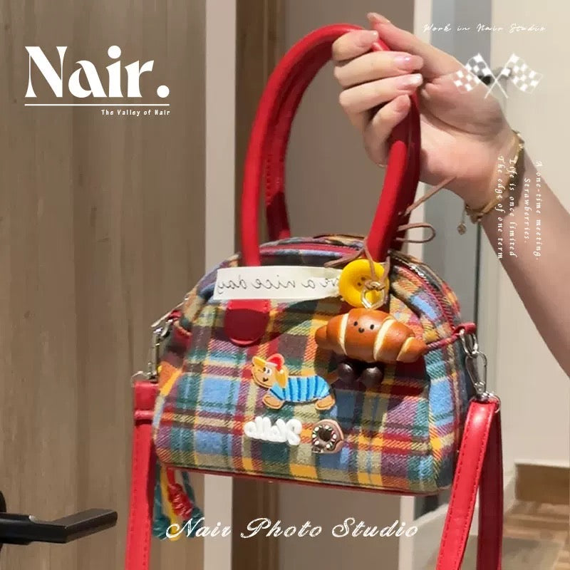 Large red tartan dachshund Bag/color plaid minibag