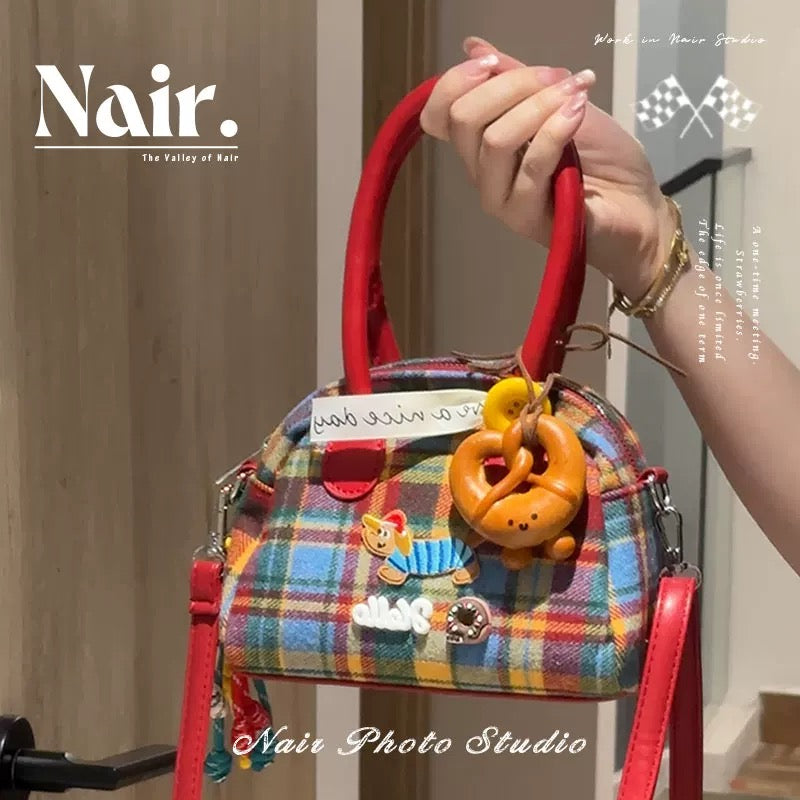 Large red tartan dachshund Bag/color plaid minibag