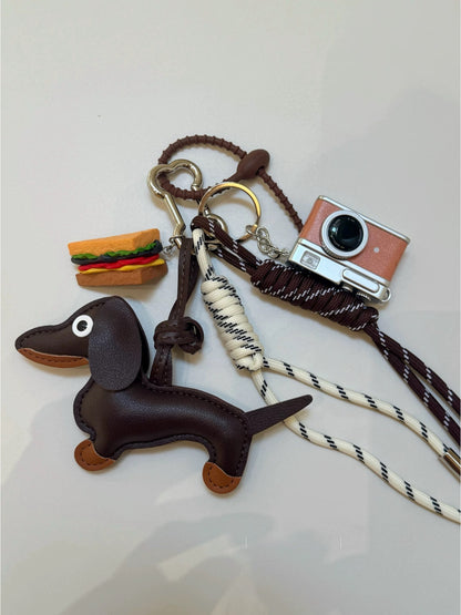 Dachshund hamburger buckle combination bag decoration/cute creative all-match bag charm