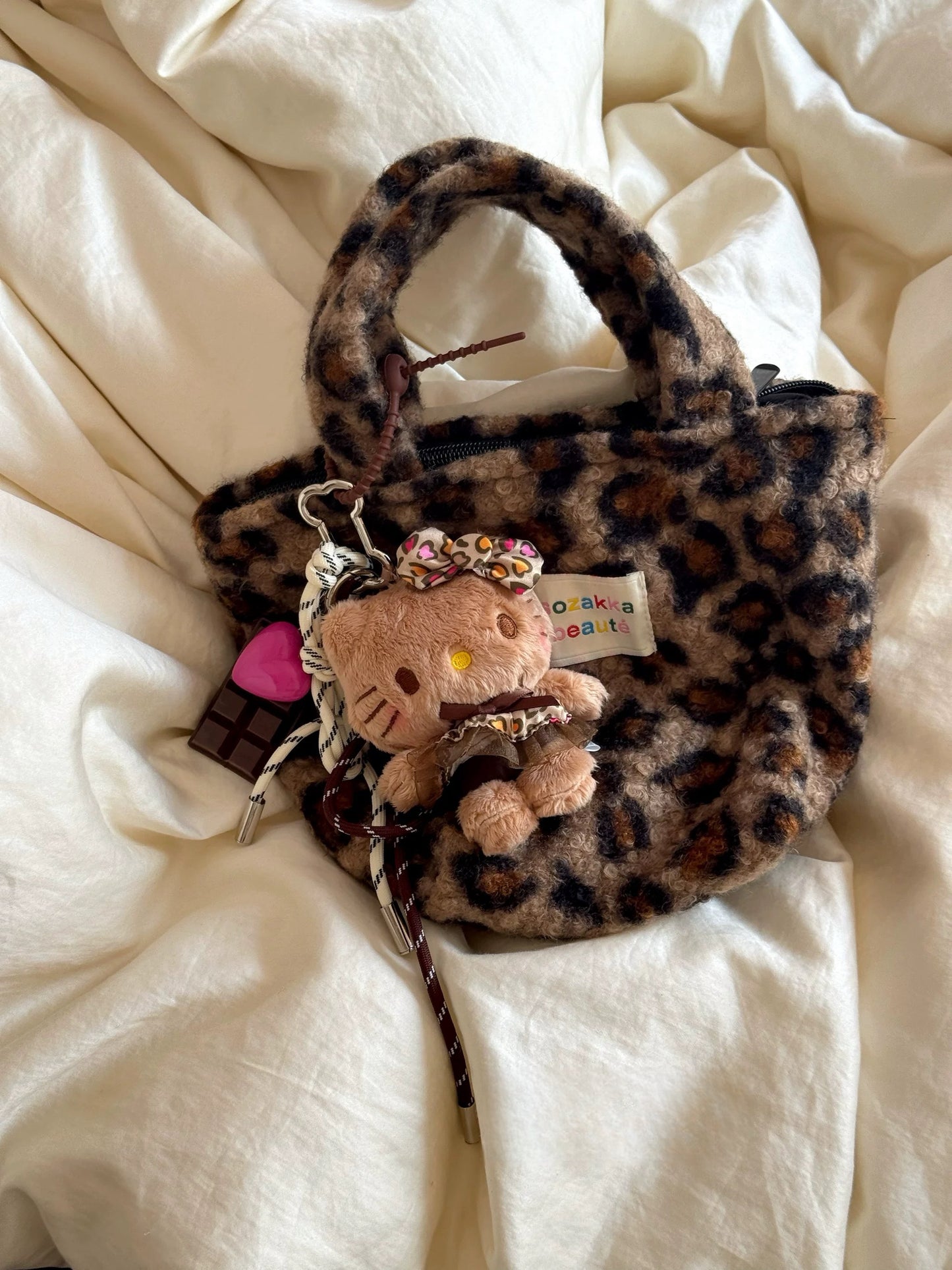 Leopard kitty extremely complex combination bag charm