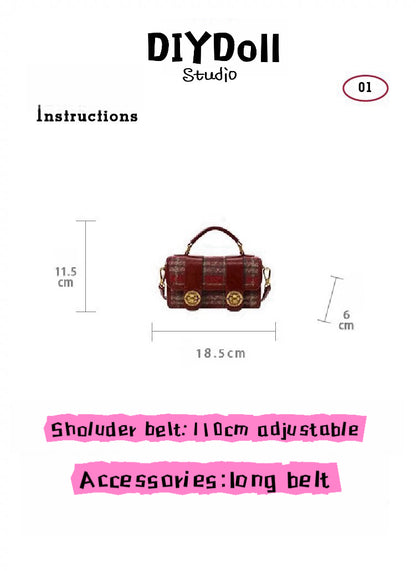 Christmas Red plaid Messenger Bag Commuter women's Handbag Carrying crossbody bag Red check Messenger Bag