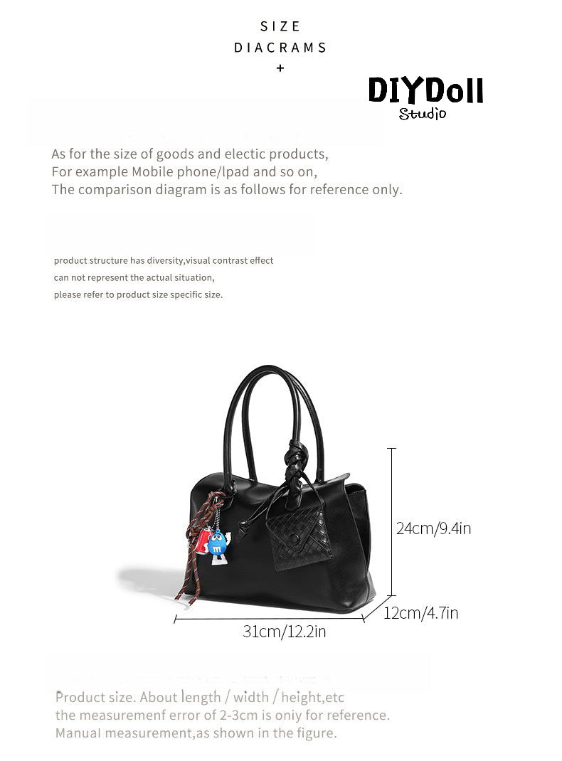 Brown Tote Bag Small bag pendant combination Premium commuter Tote classic fashion women's bag