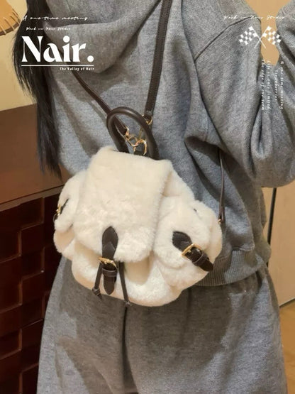 White environmental fur shoulder bag female winter fluffy bag hundred fashion ins commuting niche bag