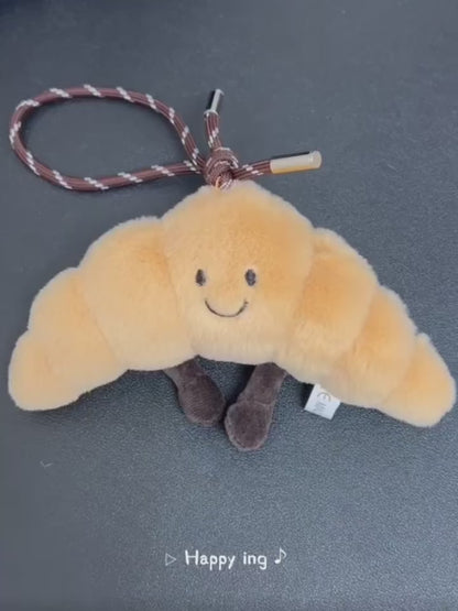 Fluffy bread pendant Plush version Croissant Pretzel baby cute bag pendant（No umbrella rope）